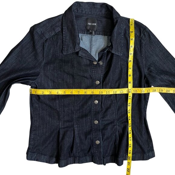 NIC + ZOE Dark Wash Peplum Denim Jacket Snap Front Medium - Picture 10 of 10